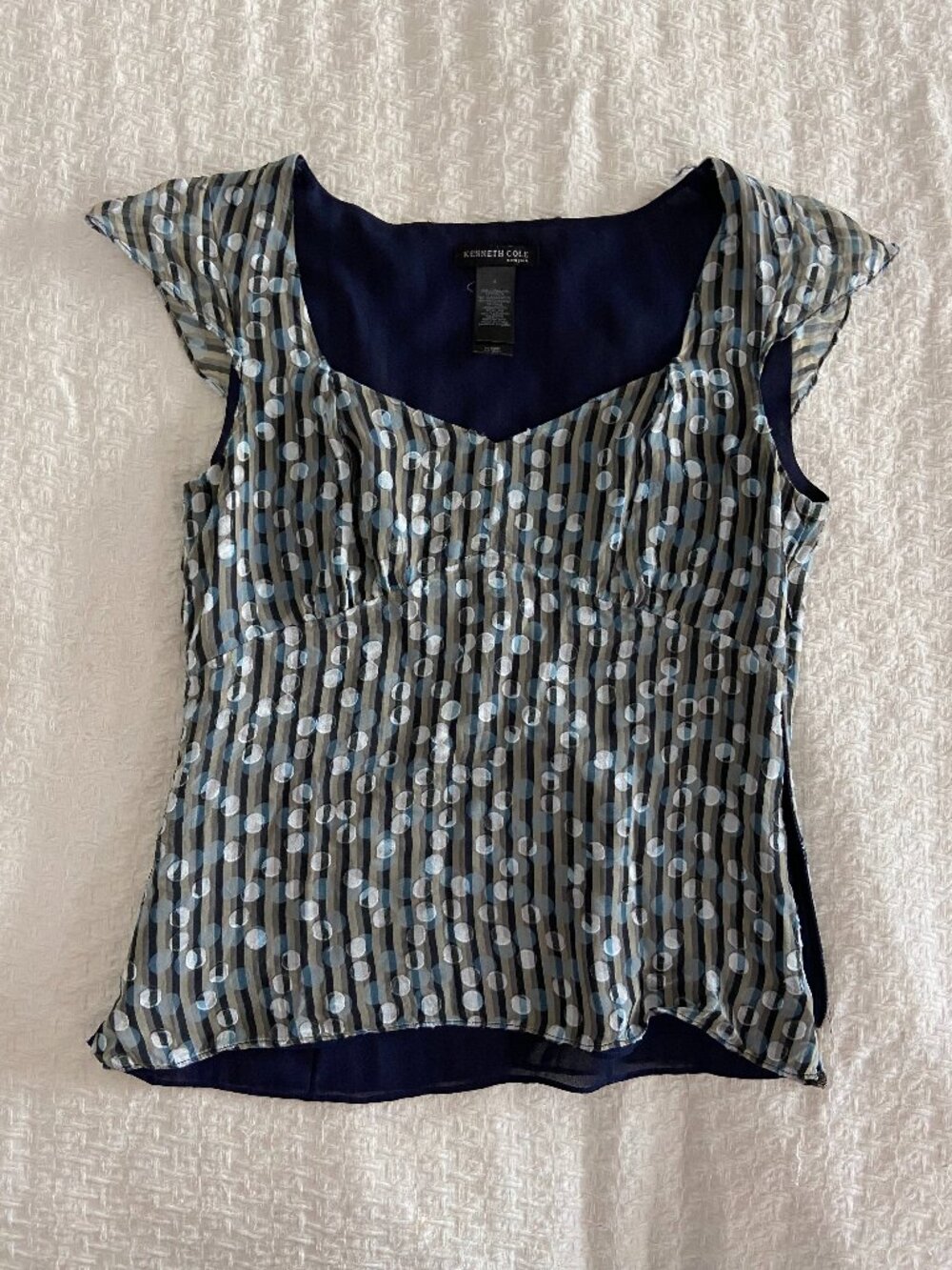 Silk Blend Sheer Polka Dot Blouse Size 4
